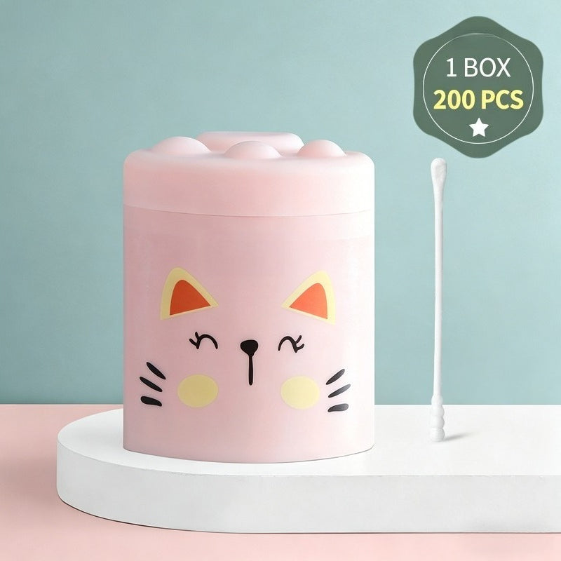 1 Box\u002F 200pcs - Cat'S Paw Double-Head Swabs - Disposable Cleaning Ear Scoops - Ear Cleaning Swabs - Makeup Swabs