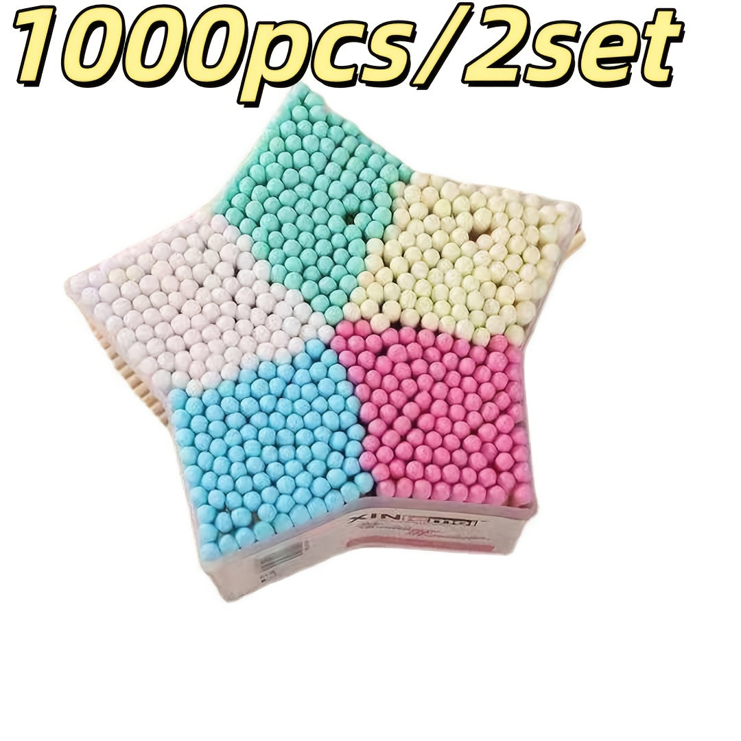 1000 Colored Swabs (2 Boxes) | with Its Pointed Toe Design And Soft Tip, It'S Perfect for Makeup Removal, Delicate Skincare, And Ear Hygiene, Making It a Must-Have for At-Home Grooming