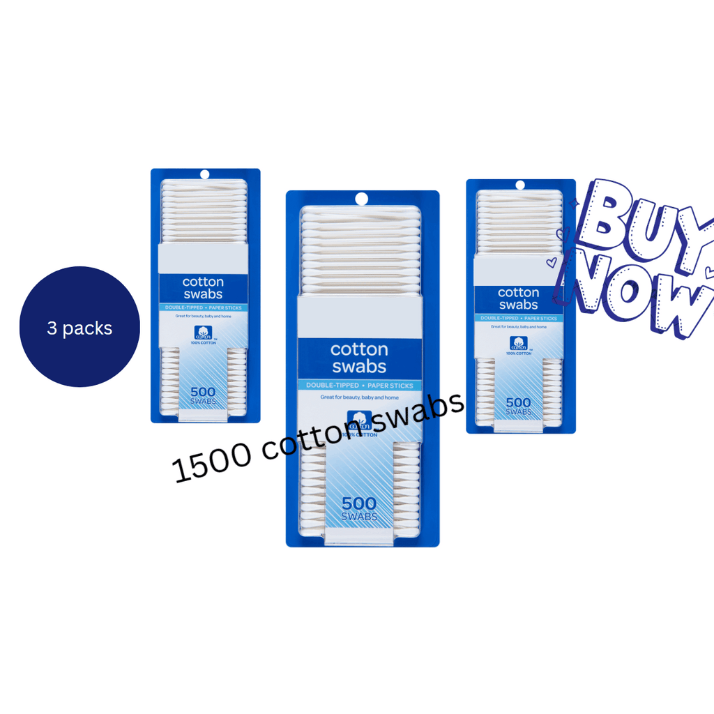 Cotton Swabs, Double-Tipped with Paper Sticks – 3 Packs | Soft and Durable for Personal Care
