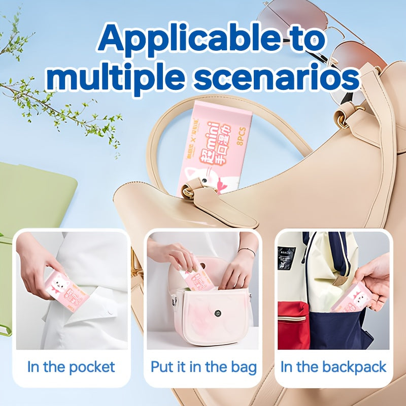 Mini Portable Wet Wipes 64pcs Mini Portable Wet Wipes, Alcohol-free Disposable Wet Towels, Suitable for Use When Going Out or Traveling, Suitable for Pets to Use