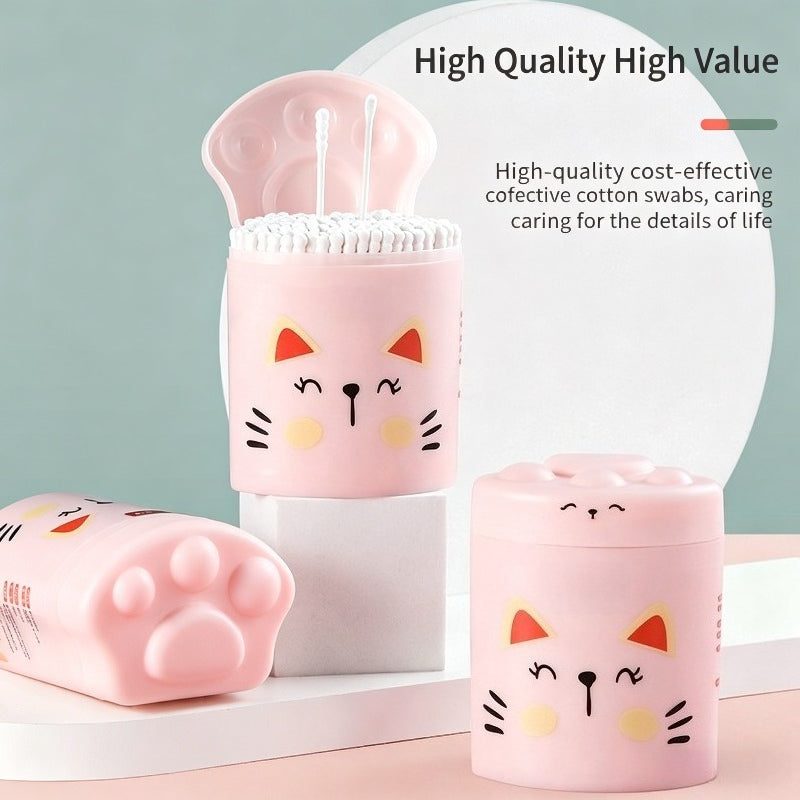 1 Box\u002F 200pcs - Cat'S Paw Double-Head Swabs - Disposable Cleaning Ear Scoops - Ear Cleaning Swabs - Makeup Swabs