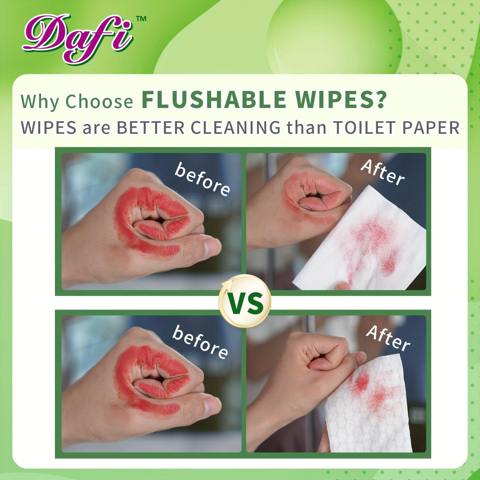 DAFI Super Value Flushable Wipes for Adult Wet Wipes, Total 1200 Unscented Toilet Wipes Flushable, No Alcohol & 100% Plant Based Fibers, Septic And Sewer Safe Pack Of 15