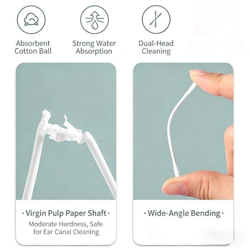 1 Box\u002F 200pcs - Cat'S Paw Double-Head Swabs - Disposable Cleaning Ear Scoops - Ear Cleaning Swabs - Makeup Swabs