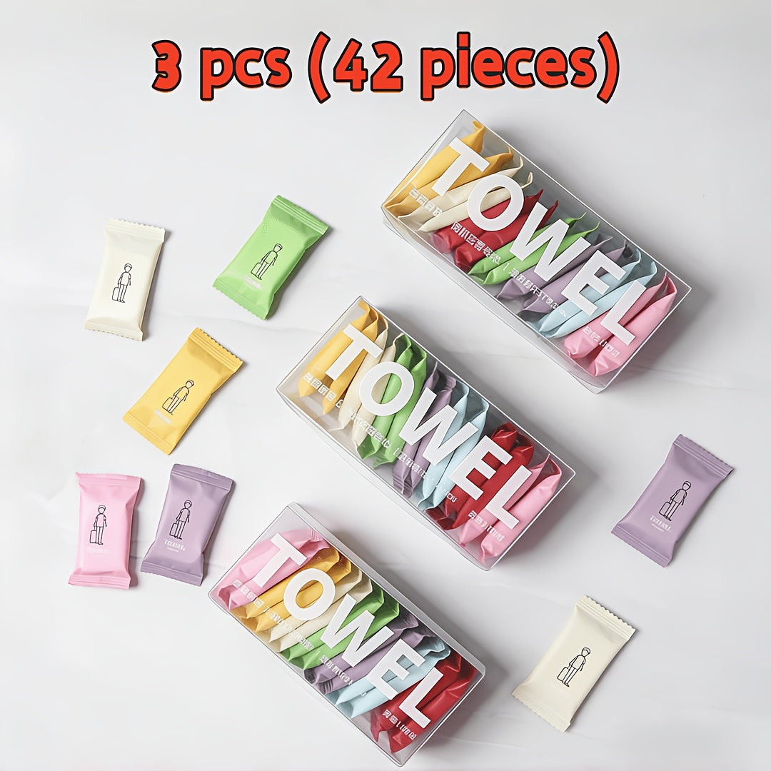 3 Packs of 42pcs Portable Face Wipes, Thickened Expanding When Wet, Individually Packaged for Hygiene And Convenience, Suitable for Travel Camping, Business Hotel, Swimming Fitness, Daily Care
