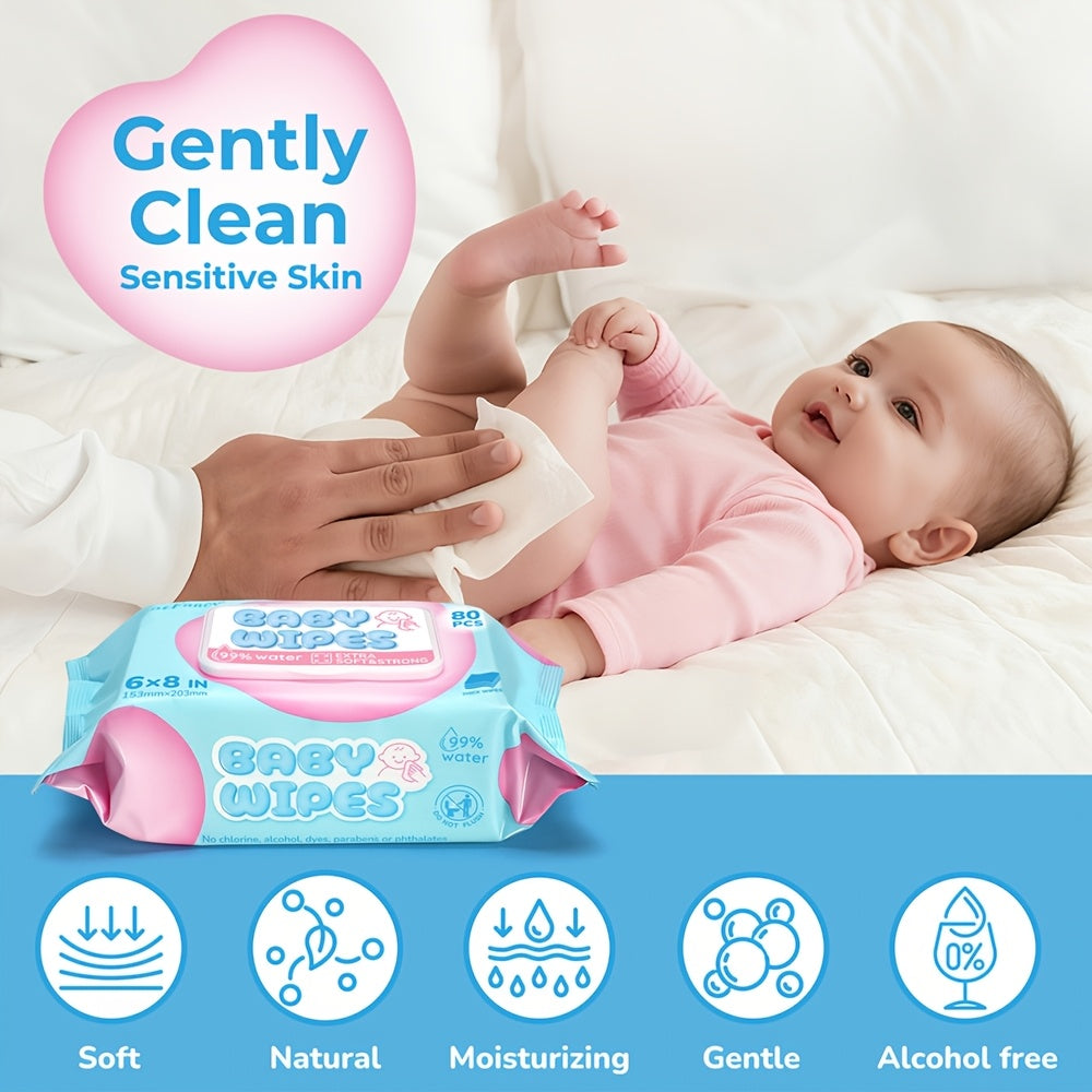 16 Packs of Ultra-Soft Baby Wipes That Are Thick And Durable, Ph Balanced, Free from Parabens, And Gentle Enough for Use on The Face And Hands. Suitable for Home And Travel