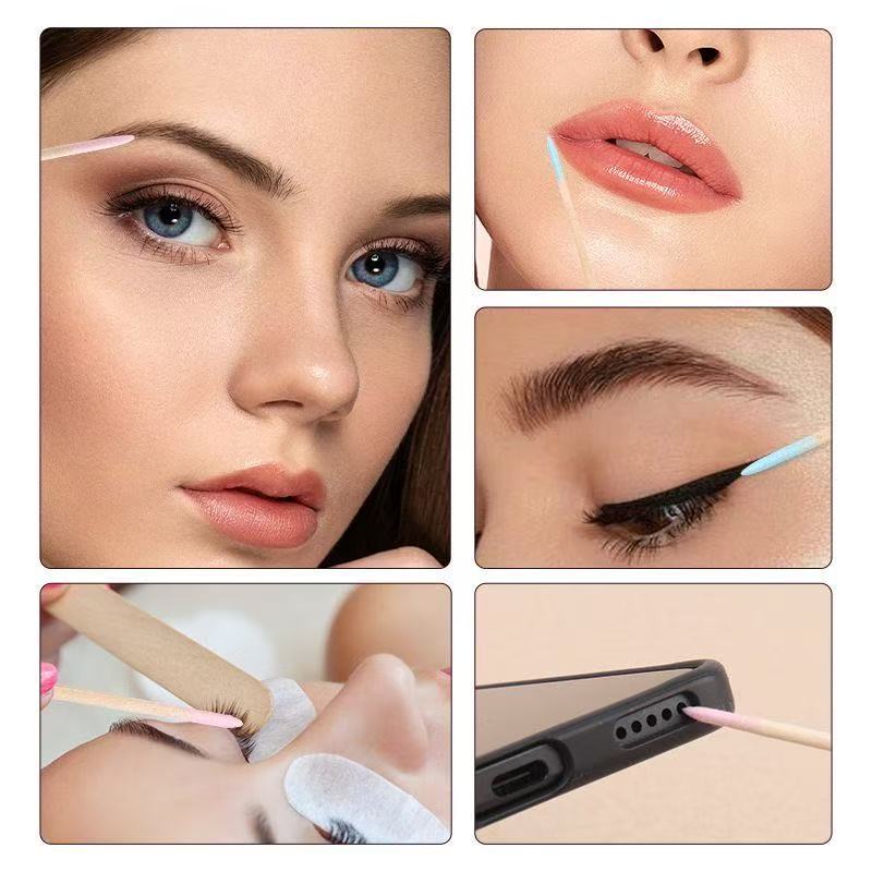 7 Packs of 696 Disposable Pointed Swabs, Wooden Single Cleaning Swabs for Eye Makeup And Nail Tools Wiping Swabs, Paired with Bamboo Sticks, Suitable for Personal Care Such As Beauty Essentials, Makeup, And Makeup