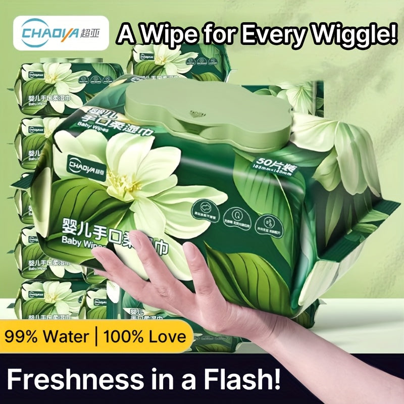 Water Wipes Refill Pack, 50pcs, Unscented, Alcohol-Free, Hypoallergenic, Suitable for Sensitive Skin, Ideal for Home, Parties, Offices, Schools, Travel Essentials, Pop-Up Pack, Travel Wipes, Baby Wipes