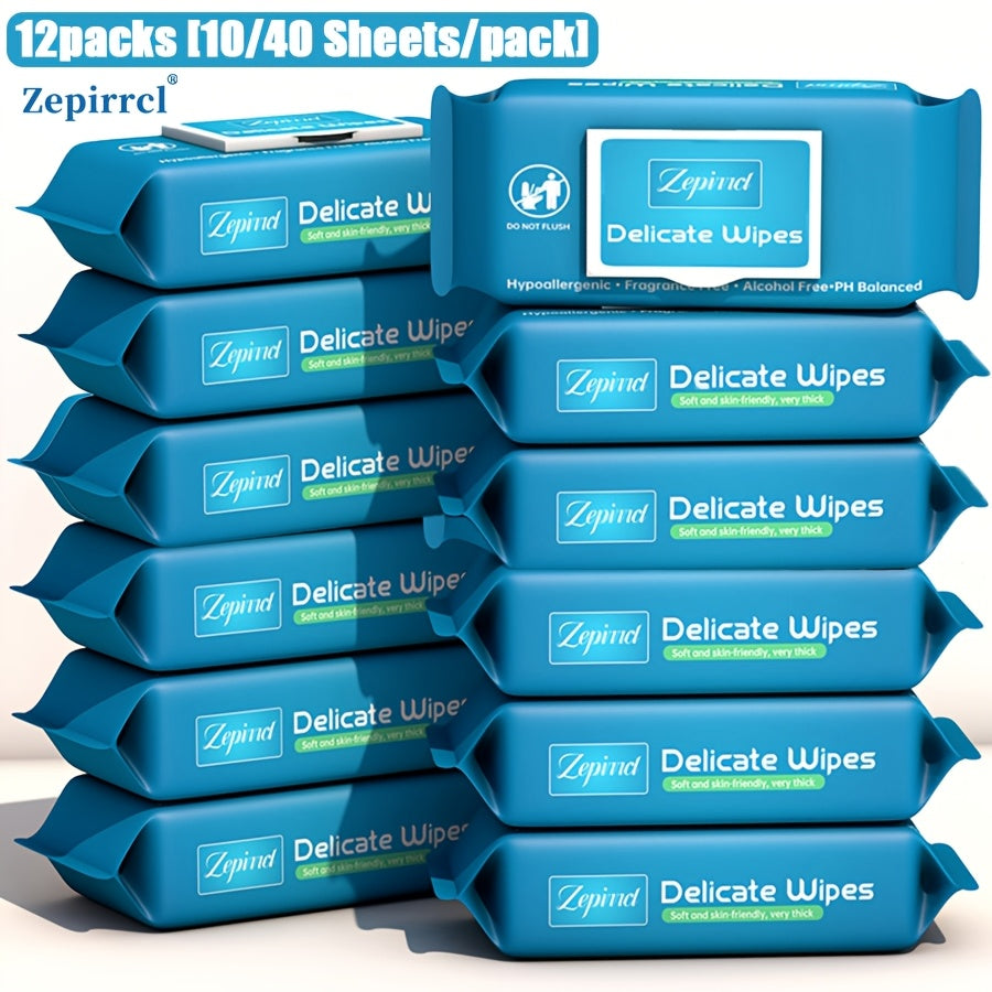 12PACKS(10\u002F40 Sheets\u002Fpack) Single-use Wet Wipes Pull-out Style Sanitary Cleansing Wipes Suitable For All Skin Types Flip-Top Packaging Ideal For Household Cleaning, Outdoor Use, Travel, And Skin Care 7.87*11.81inch\u002F5.91*7.87inch